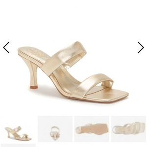 Vince Camuto Gold Heels Sandals Aslee Mule